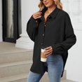 thumbnail image 6 of HAiming Womens Knitted Shirts 2025 Trendy Button down Shacket Jackets Casual Loose Long Sleeve Solid Color Blouses, 6 of 8