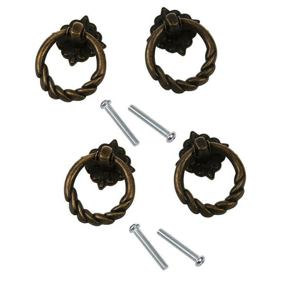 New Arrivals 4Pcs Vintage Cabinet Drawer Dresser Cupboard Pull Handle Knob with Screws--Antique Brass
