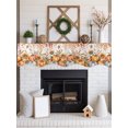 thumbnail image 3 of Orange Blue Pumpkins Fall Fireplace Mantel Scarf Cover 70"Wx17"L,Fireplace Mantel Shelf Top Runner,Maple Leaf Sunflower Thanksgiving Mantle Dresser Scarves Table Runner for Holiday Party Living Room, 3 of 6