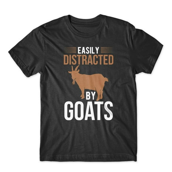 Mighty Circus Easily Distracted by Goats T-Shirt 100% Cotton Premium Tee - Black, Double Extra Large