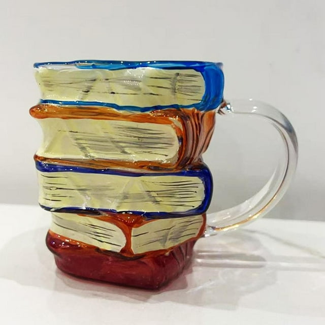 Taza de libro pintado, taza de café de vidrio, regalo de club, de café novedosa, artículos de lectura para entusiastas de literatura y fanáticos de