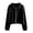 Black, variant on Lady Coat - Waffle Texture, Dual Zipper, Turn-down Collar, Loose Sport Jacket, School Casual Outwear