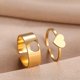 thumbnail image 1 of Anillos de acero inoxidable para mujer, joyería de moda, corazón romántico, ajustable, regalos de Amistad de boda, Juego de 2 piezas, 1 of 3