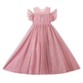 thumbnail image 6 of Girls Formal Tulle Princess Dress, Elegant Puffy Net Dress for Flower Girl Junior Bridesmaid, Wedding Birthday Party Special Occasion Gown Age 3Y-14Y Pink 150, 6 of 9