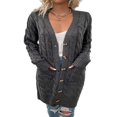 thumbnail image 3 of Womens Long Sleeve Cable Knit Cardigan Sweaters Open Front Fall Outwear Coat, 3 of 8