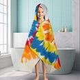 thumbnail image 6 of Vibrant Tie Dye Spiral Hooded Bath Towel，60"x35" for Ages 3 To 12 Kids, Quick Dry Lightweight Soft Microfiber Hood Beach Towel Cover Up for Kids, 6 of 7