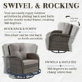 thumbnail image 2 of PARKWELL 3 Pieces Outdoor Swivel Gliders Rocker Set,High Back Wicker Patio Chairs with Side Table,Brown Rattan Deep Seating Furniture with Non-Slip Gray Cushion for Porch Deck Backyard, 2 of 6