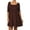Brown, variant on Women's Plus Size Scoop Neck 3/4 Sleeves  Babydoll Midi Mini Dress