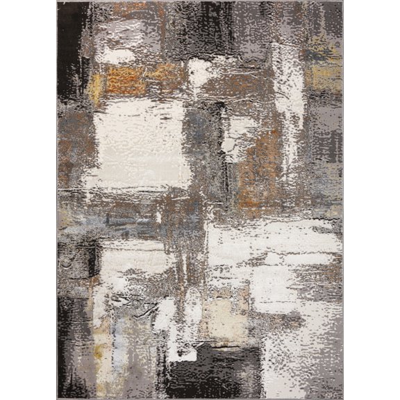 La Dole Rugs Cream Copper Gold Grey Metalic Rustic Abstract Patches Pattern Area Rug For Living Room Bedroom Dining Kitchen 5'2"x7'6"