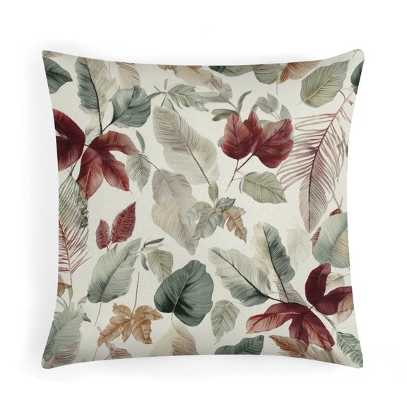Bohemian Style Botanical Pillow Case 16"x16" Watercolor Botanical Colorful Leaves Decorative Square Pillowcase Cushion Case Decorative Pillows Decorative Couch Pillow Cover for Sofa