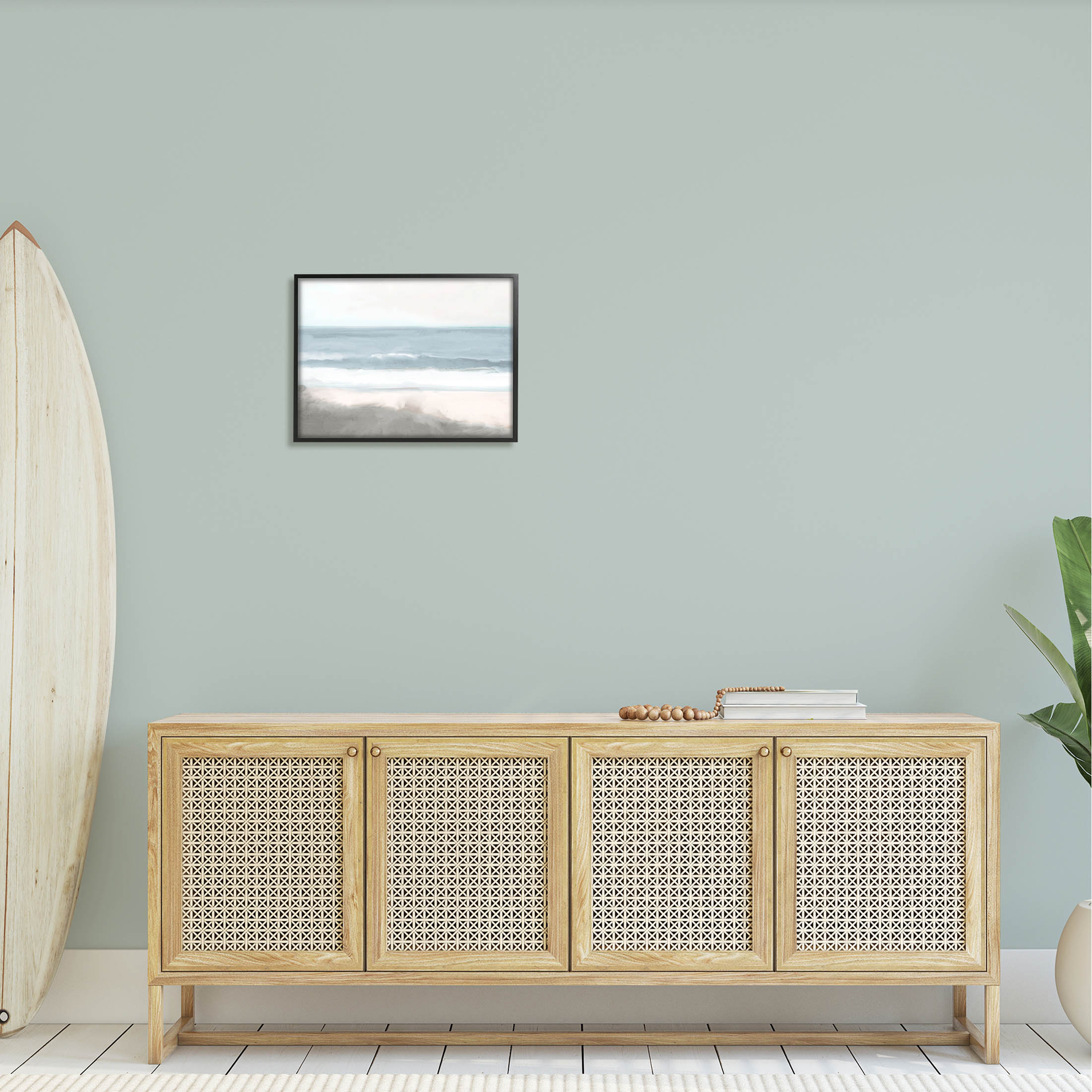 Stupell Industries Rolling Beach Waves Foamy Shoreline Graphic Art Black Framed Art Print Wall Art, Design by Kim Allen