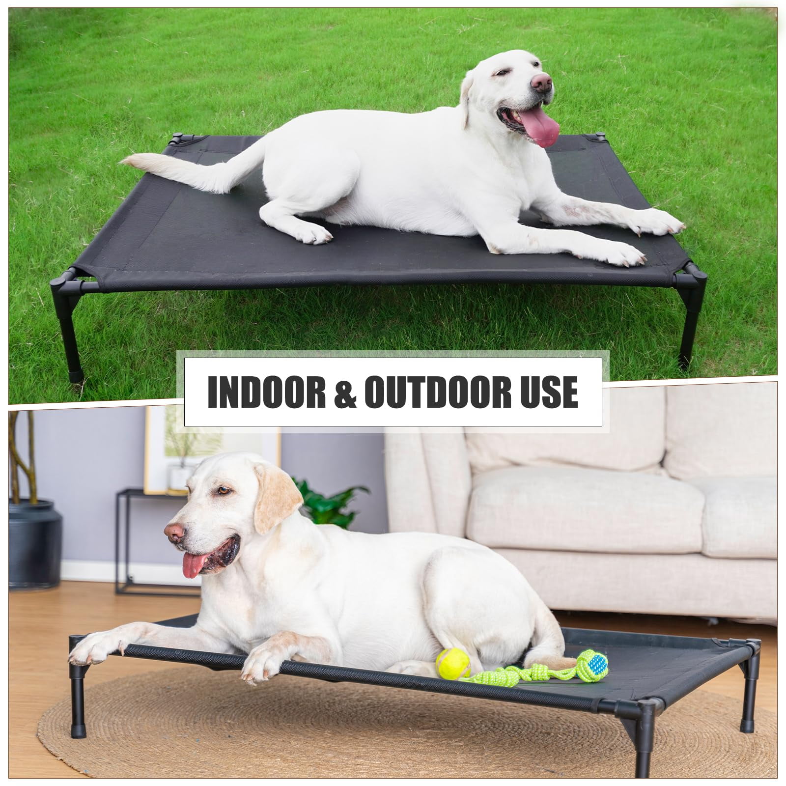 Xl Elevated Dog Bed For Large Dogs  Extra Raised Beds Heavy Duty Pet Cots With Durable Supportive Teslin Recyclable Mesh Indoor & Outdoor