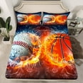 thumbnail image 2 of jejeloiu Baseball Basketball Queen Sheet Sets,Sports Theme Flat Sheet,Boys Ball Games Queen Fitted Sheet,Luxury Bedroom Decor,4 Pieces, 2 of 7