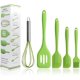 thumbnail image 1 of Juego de 5 Utensilios de Cocina de Silicona, Espátulas, Batidor de Huevos, Cepillo, Paleta, Para Cocinar, Hornear y Mezclar (Verde), 1 of 4
