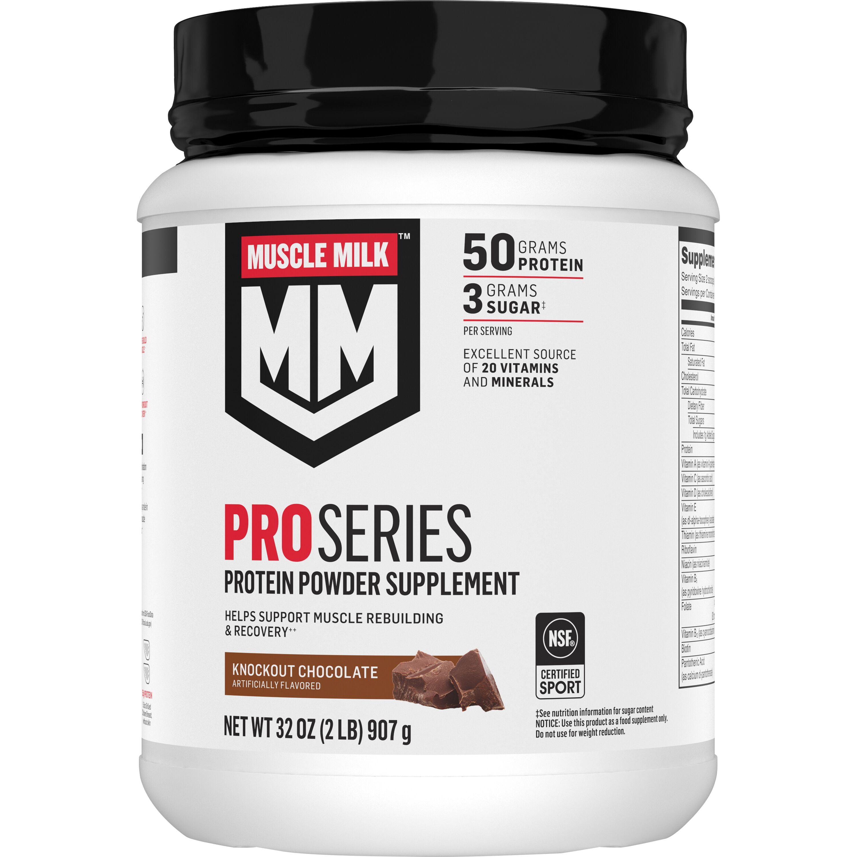 Muscle Milk Pro Series Protein Powder Supplement, Knockout Chocolate, 2 Pound