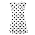 thumbnail image 5 of Efsteb Summer Dress for Girls Polka Dots Round Neck Flowy Party Dress Ruffle Short Sleeve Vacation Sundress (Black,9 Years), 5 of 8