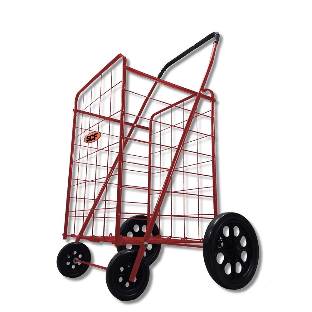 Extra Large Folding Shopping Cart Basket 4 Wheel Jumbo WITH FREE LINER