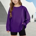 thumbnail image 2 of Posijego Girls Oversized T-Shirts Long Sleeve Shirts Basic Tee Loose Casual Athletic Shirts Solid Color Lightweight Tops, 2 of 9