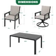 thumbnail image 6 of Nuu Garden 7-Piece Dining Set for 6, 4 Stationary Chairs and 2 Swivel Rocking Chairs with 2.8” Soft Cushions, 63” x 35” Spacious Table with 2.4” Umbrella Hole, Black and Gray, 6 of 9