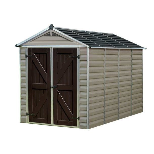 Palram Skylight 6 x 10 ft. Metal Storage Shed, Beige and Brown ...