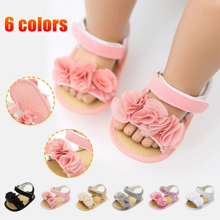 

Hinvhai Baby Girls Sandals Clearance Fashion Cute Flower Bow Soft Sole Solid Color Sandals Toddler First Walkers Beach Summer Shoes White 6 M(13)