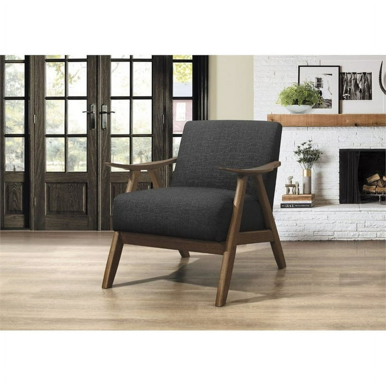 Lexicon Damala Mid Century Fabric Upholstered Accent Chair in Dark