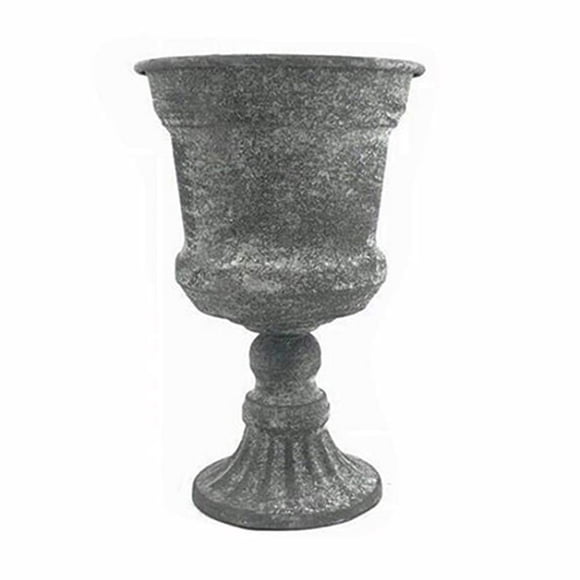 WEIDUOFUN Creative Classic Urn Planter Rusitc Metal Pedestal Urn Planter Flower Vase Bowl --7.87 ”Tall and 3.54” Diameter ,Grey