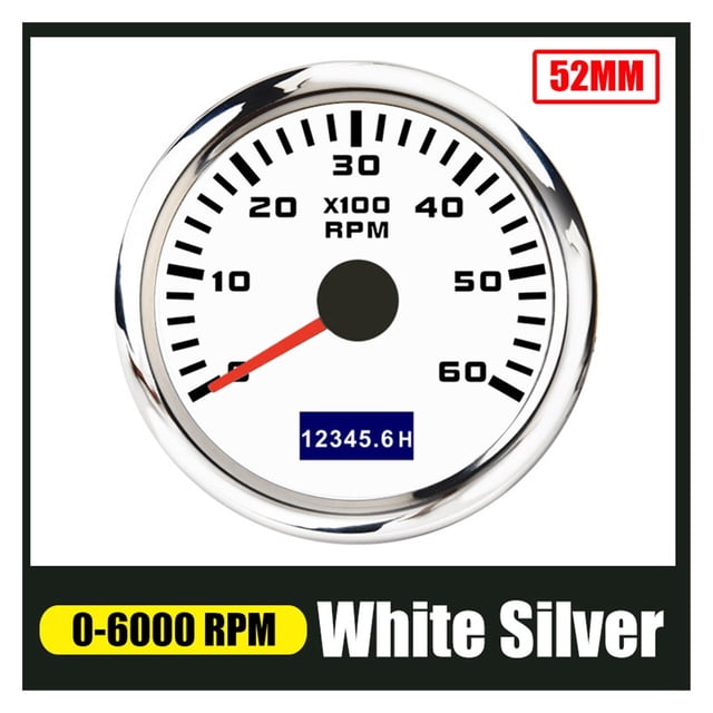 6000 RPM Tachymètre 52mm Pointeur 4000 RPM Tachomètre avec Rétroéclairage Rouge pour Voiture Bateau Yacht Marin RV 9-30V, Grand Applicabilité