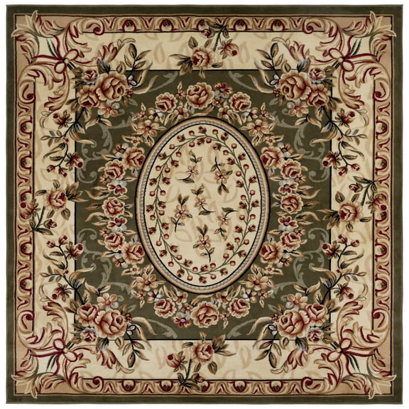 SAFAVIEH Lyndhurst Regina Floral Area Rug, Sage/Ivory, 8' x 8' Square