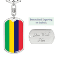 thumbnail image 2 of Mauritius Flag Swivel Keychain Dog Tag Stainless Steel or 18k Gold, 2 of 10
