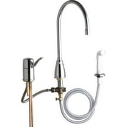 1-Handle Side Sprayer Kitchen Faucet in Chrome with 8 in. Rigid/Swing Gooseneck Spout