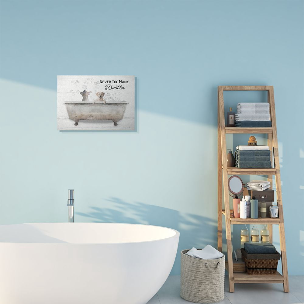 Stupell Industries Never Too Many Bubbles Quote Family Pet Dog Bath Canvas Wall Art Design by Lori Deiter