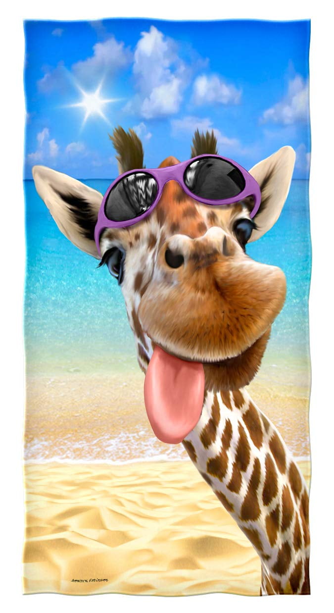Dawhud Direct Selfie Cotton Beach Towel Giraffe, 30' x 60'