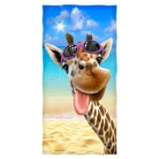 Dawhud Direct Selfie Giraffe Beach Towel - 30" x 60" Pool Towel - Super Soft Plush Cotton - Giraffe Bath Towel Print - Beach Towel Clearance - Beach Towel for Kid - Pool Towel - Large Beach Towel