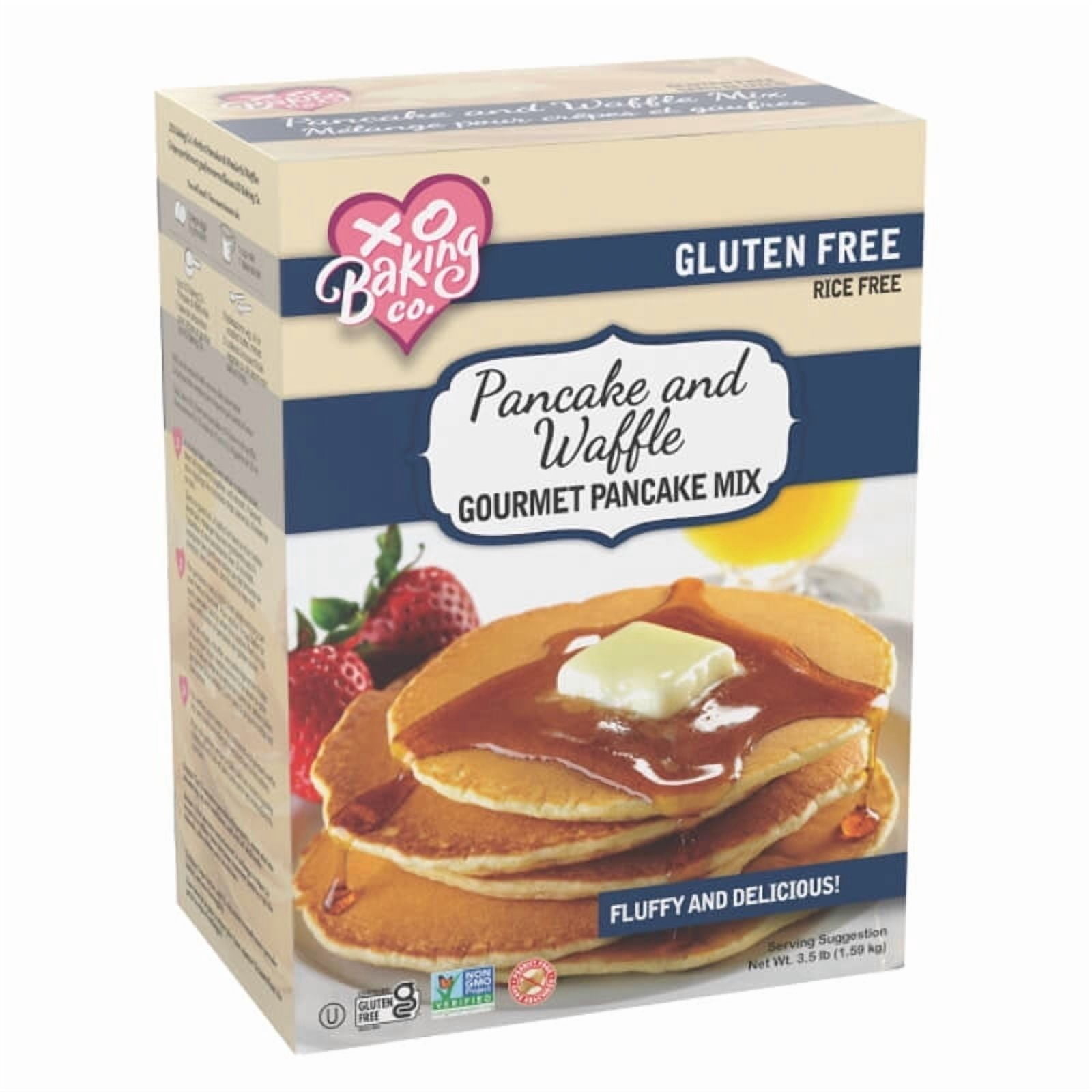 XO Baking Co. Gluten Free Gourmet Pancake & Waffle Mix; Non-GMO; Kosher; Rice Free; Peanut Free; Soy Free; Dairy Free; No Preservatives; No Artificial Flavors or Colors, 3.5lbs