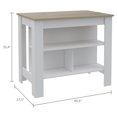 thumbnail image 4 of Kitchen Island In White/ Oak Scheme. Four Legs With Ample Legroom. Vast Top For Meal Preparation. Three Shelves Pots, Pans, Spices, Utensils, Towels. Easy Assembly Option Oak. Leg Construction, 4 of 4