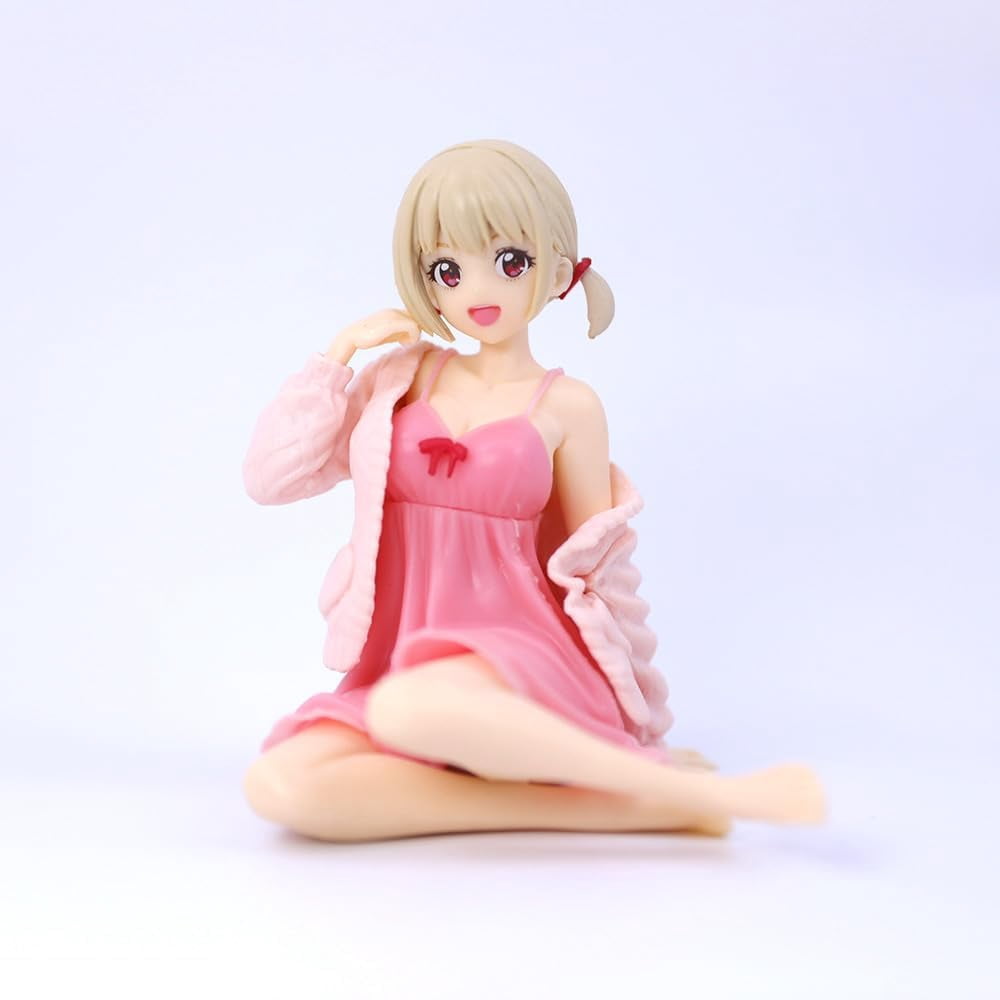 Kisaragi Chisato Figure Pink sleepwear Sitting Kisaragi Chisato Anime Figures 12cm/4.7inch Handmade PVC Statues Collectible Souvenirs Gifts