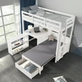 thumbnail image 4 of Furniture of America Averly Modern Solid Wood Twin Loft Bed with Movable Bookcase, White, 4 of 9
