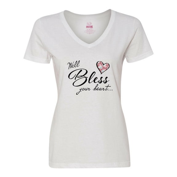Inktastic Well Bless Your Heart with Floral Print Women's V-Neck T-Shirt