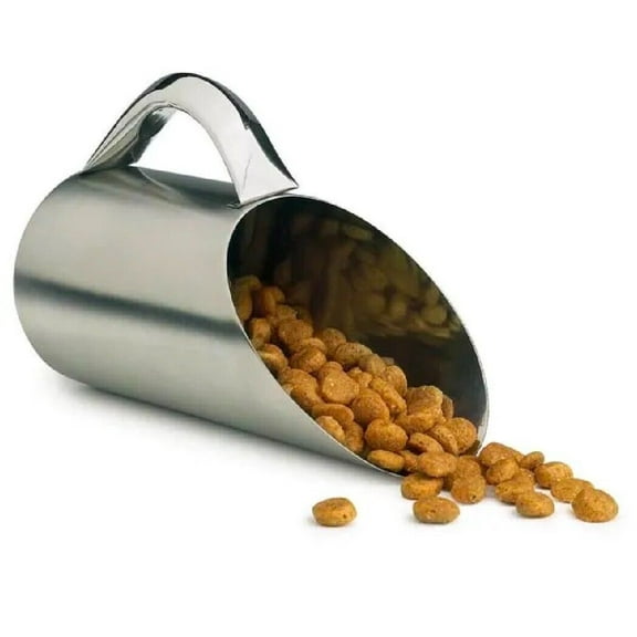 Dog Food Scooper Matte Finish Stainless Steel Easy Way to Scoop Kibble 1.5 Cups (1 Scoop)