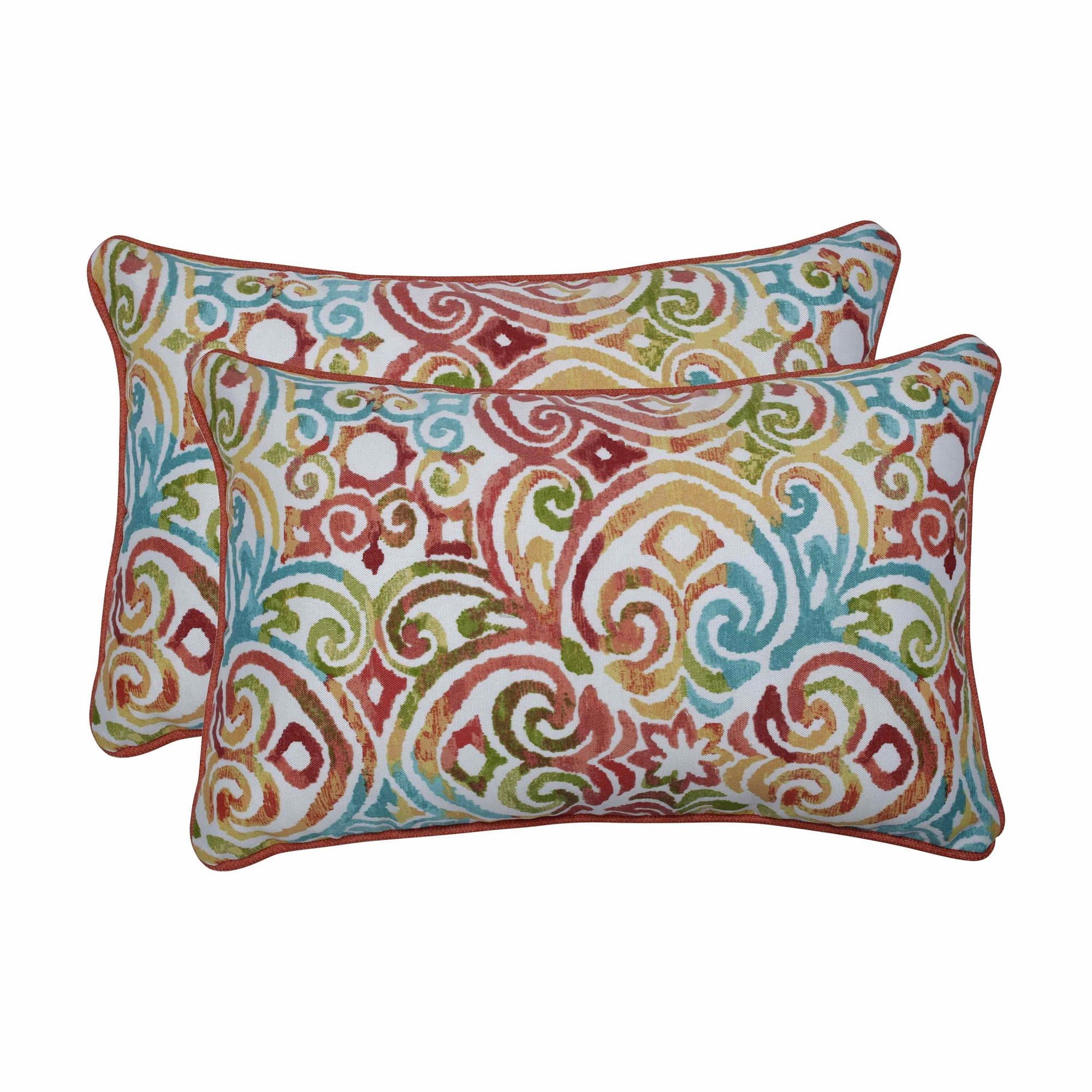 Set of 2 Blue Contemporary Rectangular Throw Pillows 18.5"