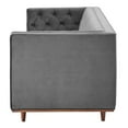 thumbnail image 3 of Tufted Sofa, Velvet, Grey Gray, Modern Contemporary Urban Design, Living Lounge Room Hotel Lobby Hospitality, 3 of 8