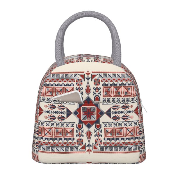 Balery Fashion Tatreez1 Bolsa de Almuerzo para Mujeres, Caja de Almuerzo, Bolsa de Almuerzo Pequeña Impermeable, Tote de Almuerzo Reutilizable con Gran Capacidad