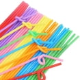 thumbnail image 3 of Bewildely Paquete de 100 pajitas para beber jugo de bebida de plástico pajita curvada DIY niños bebida multicolor fiesta de cumpleaños boda Mostrada, 3 of 6