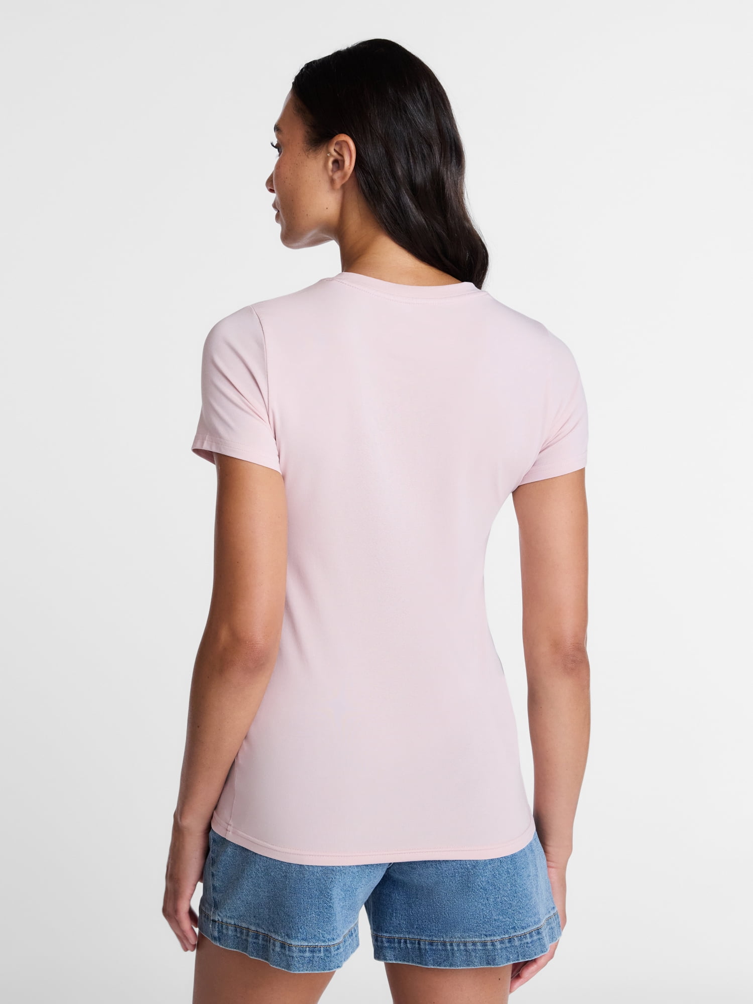 Time and Tru Women's Slim Fit Crewneck Tee with Short Sleeves, Sizes XS-XXXL