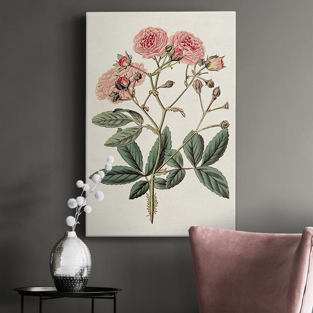 Pink Floral Mix V Premium Gallery Wrapped Canvas - Ready to Hang