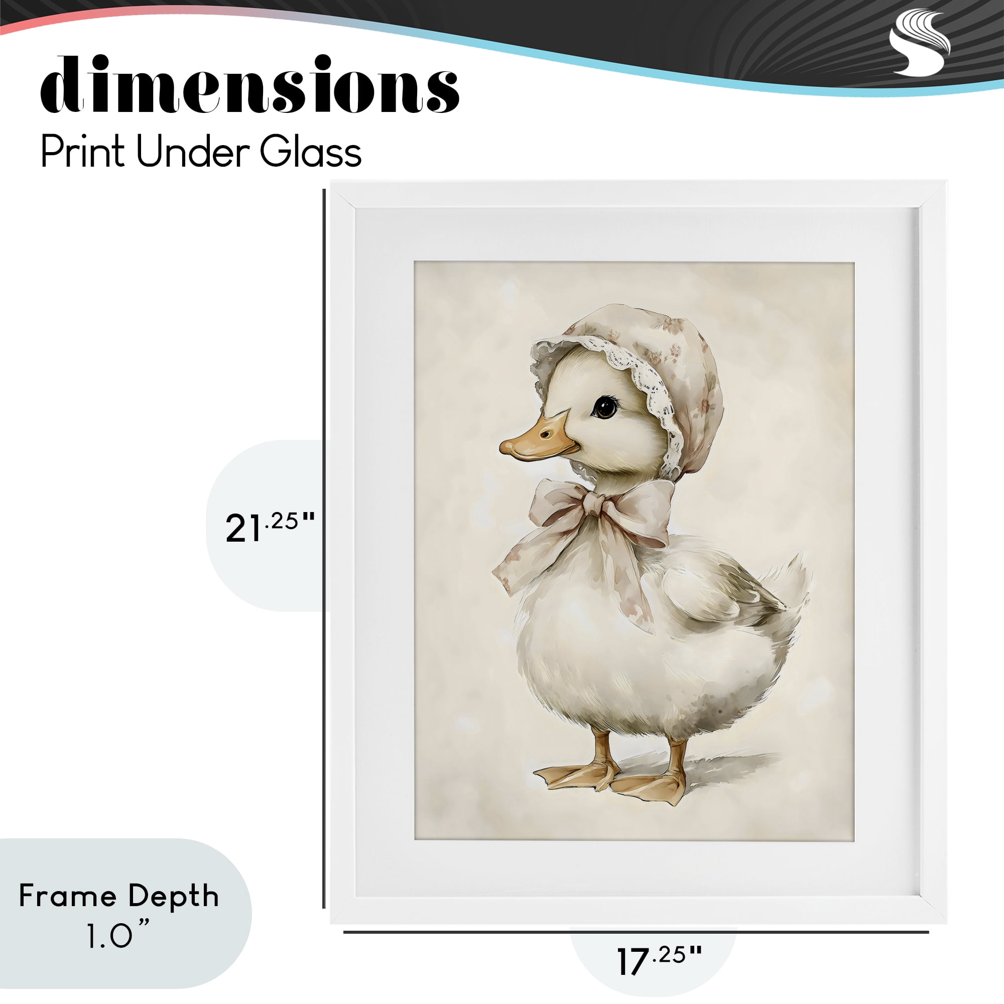 Stupell Industries Duck Wearing Bonnet White Framed Print Under Glass, design by Arlington Prints