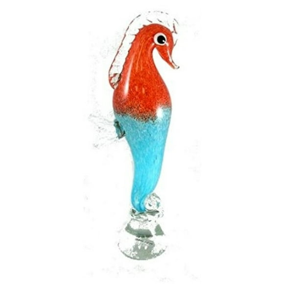 Estatua Manhattan Chic Artisan Seahorse naranja y turquesa