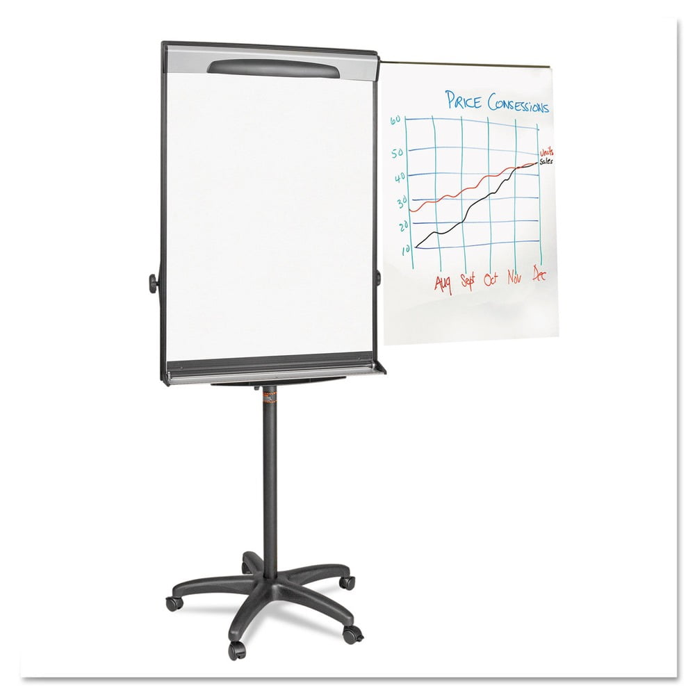 MasterVision Magnetic Steel Dry-Erase Mobile Presentation Easel, Black & Silver, 29.5" X 42"