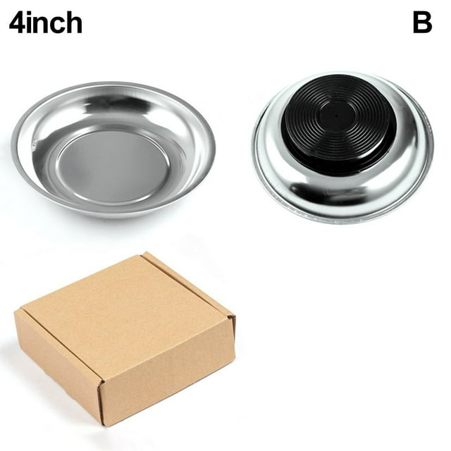 Bgsha Plateau Magnétique Rond 3 Pouces/4 Pouces/6 Pouces pour Pièces Bol en Acier Inoxydable pour Garage